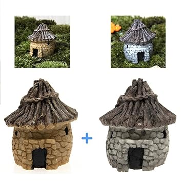 Buy Woopower 2pcs Stone Cottages House Miniature Ornament Resin