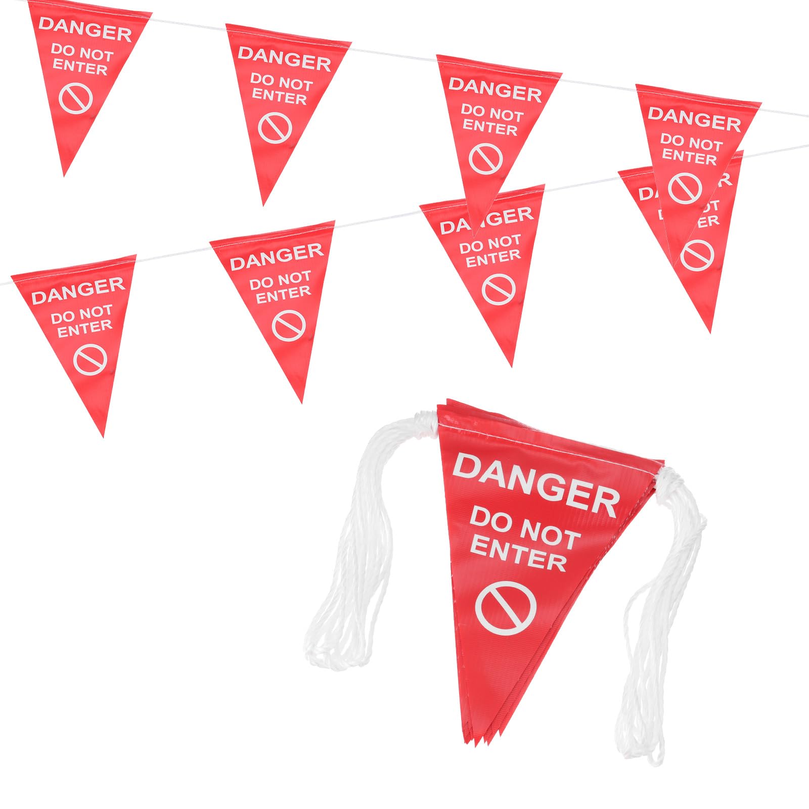 PATIKIL 37ft Pennant Banner Flags, Danger Do Not Enter Warning Flagging Banner Safety Flag Barrier Signs for Perimeter Making Traffic Control Party Events, 15 Flags Red