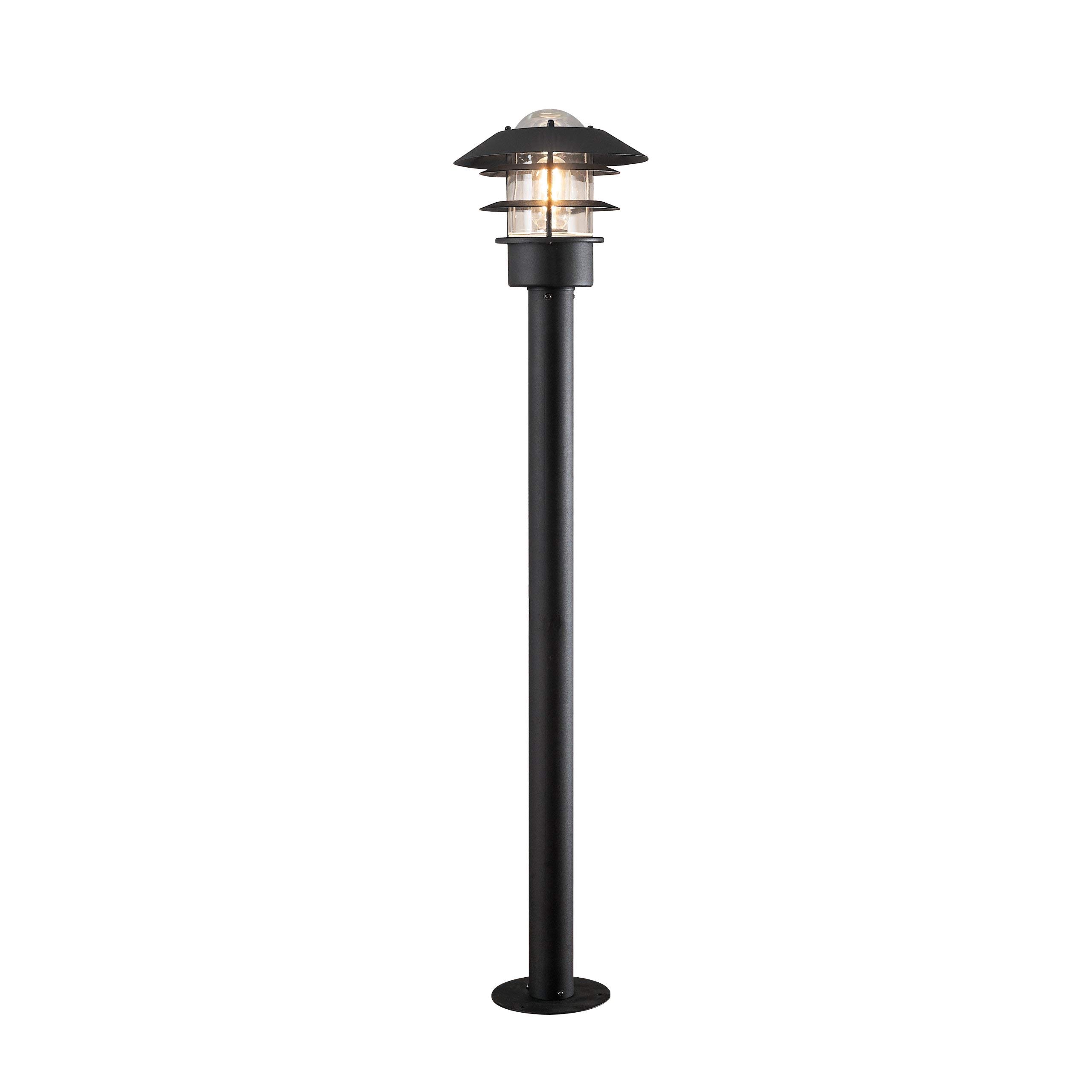 Konstsmide 7311-750 Modena Pathway Outdoor Light / 1 x 60 W E27 Max Bollard / Clear Glass Globe / Aluminium / IP23 / Matt Black