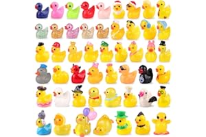 TINKRSTUFF 50PCS Mini Resin Animals Assorted Styles Cute Tiny Ducks,Miniature Duck Figures to Hide,Little Animal Toys Bulk for Topper Desk Garden Dollhouse Landscape Aquarium Ornaments DIY Crafts & Decor