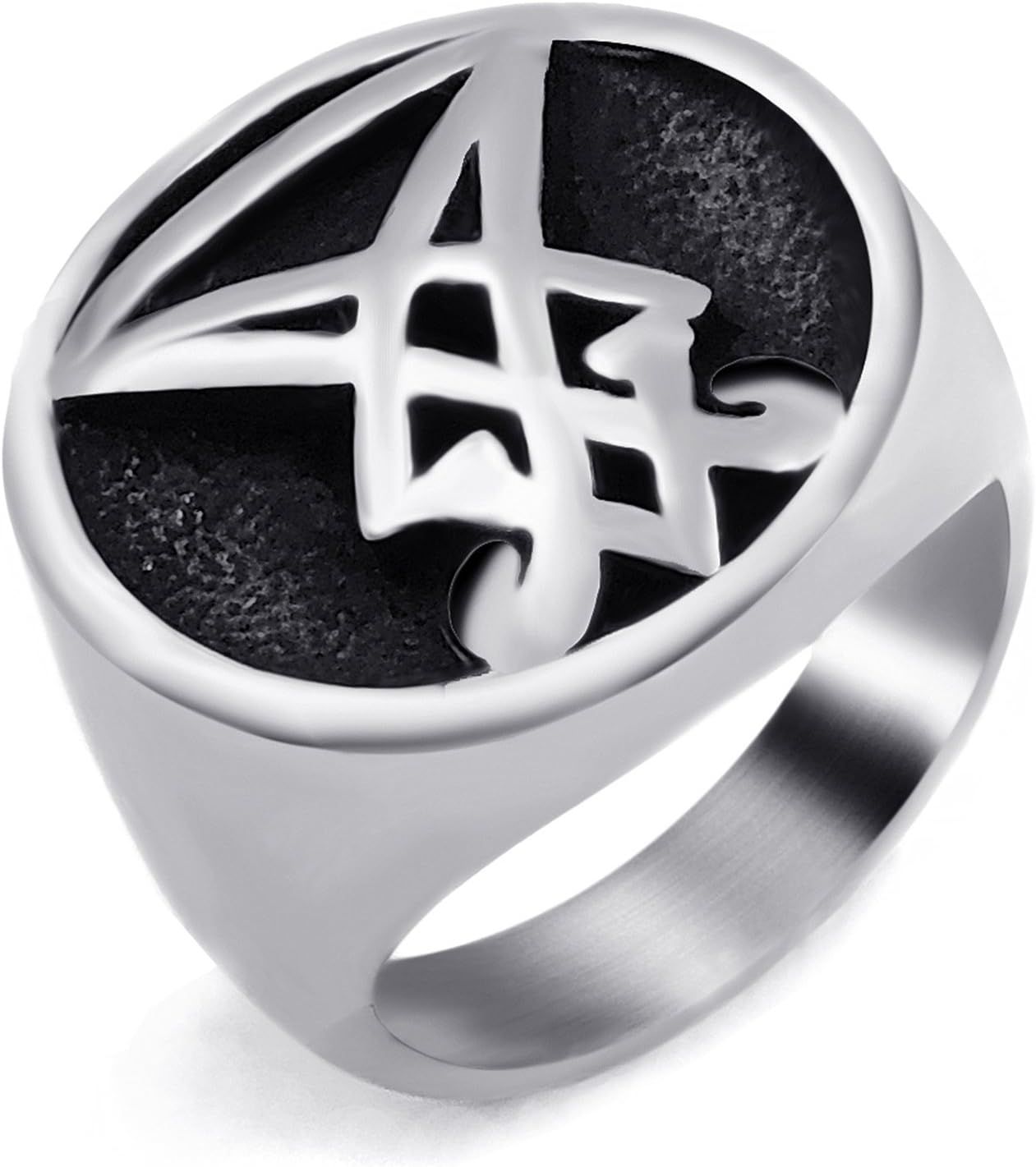 Lucifer ring Sigil of Lucifer Seal of Satan Stainless Steel Rings for Men Jewelry Size 7-15