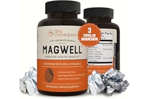 Live Conscious Magwell Magnesium Zinc & Vitamin D3 - Magnesium Glycinate, Malate, & Citrate - Triple Supplement for Women & Men - for Sleep, Bone, Heart, Immune Support - 120 Caps
