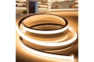 VOEWT LED Strip Lights Warm White 3000K,9.8ft 110-120V Neon Rope Lights,Flexible Silicone Outdoor Waterproof Neon Strip Lights for Bedroom,Mirror,Kitchen Cabinet, Living Room,Halloween Decor