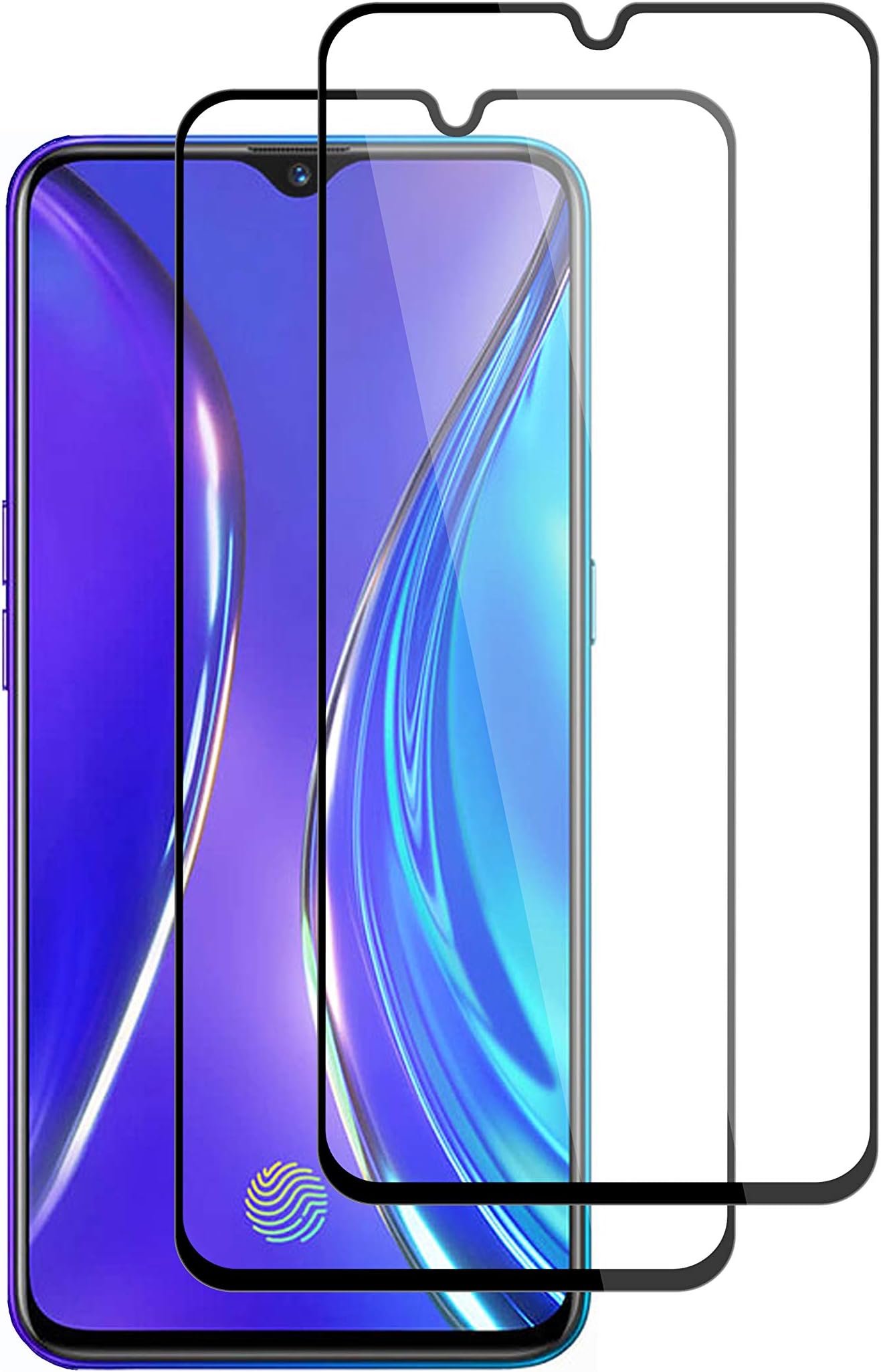 Henxunton Realme X2,Realme XT,Reno A 6.4" Screen Protector, [Black-2 Pack] [Full Coverage] Protective Tempered Glass [No white edges] Protective Film for Realme X2,Realme XT,Reno A Smartphone