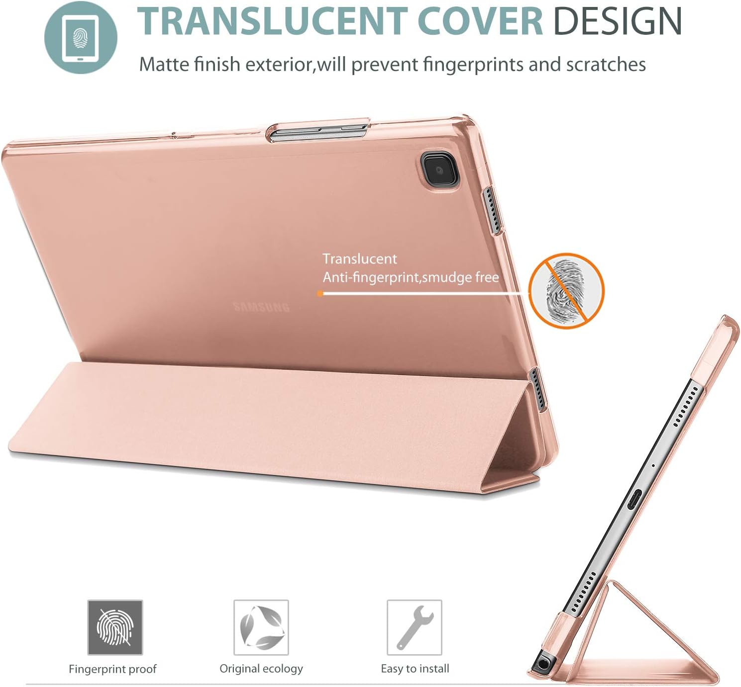ProCase Cover for Galaxy Tab A7 10.4” Case 2022 2020(SM-T500/ T503/ T505/ T507/T509), Slim Lightweight Protective Hard Cover -Rosegold - Image 4