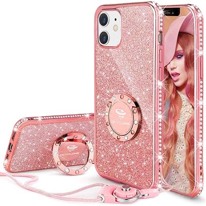 Amazon Ocyclone キラキラ Iphone12 Mini ケース ストラップ リング 付き かわいい おしゃれ 豪華なラインストーン ダイヤモンド カバー 超耐衝撃 レンズ保護 ソフト Tpu 人気女性 女子用 プロテクティブ 5 4 インチ アイフォン12 ミニ スマホケース ローズ
