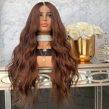 Amazon Com Body Wave Brown Wigs Women Long Loose Wavy Middle