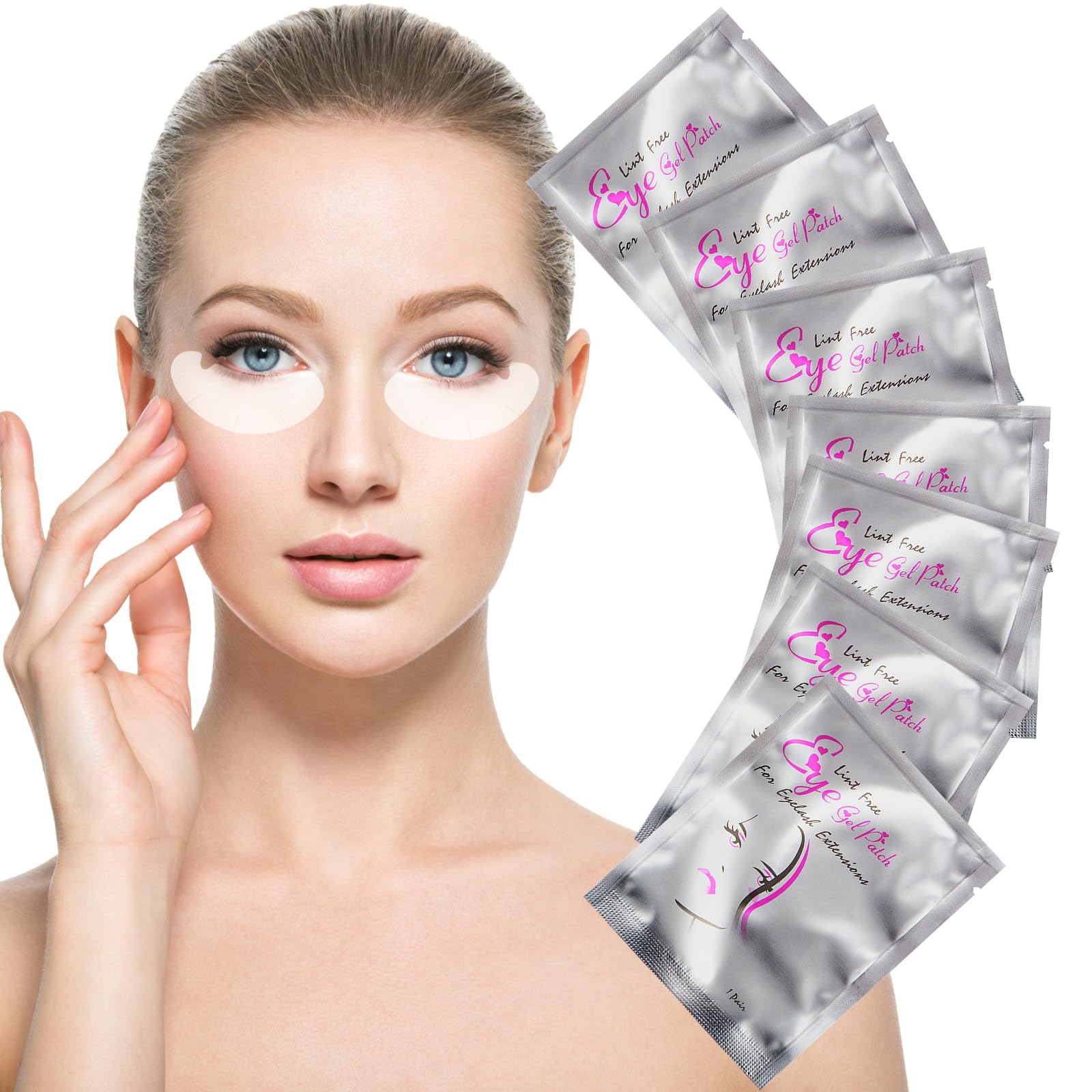 100 Pairs Eyelash Pads,Eye Pads for Eyelash Extensions,Gel Eye Pads Eyelash Pads for Lash Extensions,Under Eye Pads for Lash Extensions,Lint Free Eyelash Pads for Salon Individual Eyelash Extension