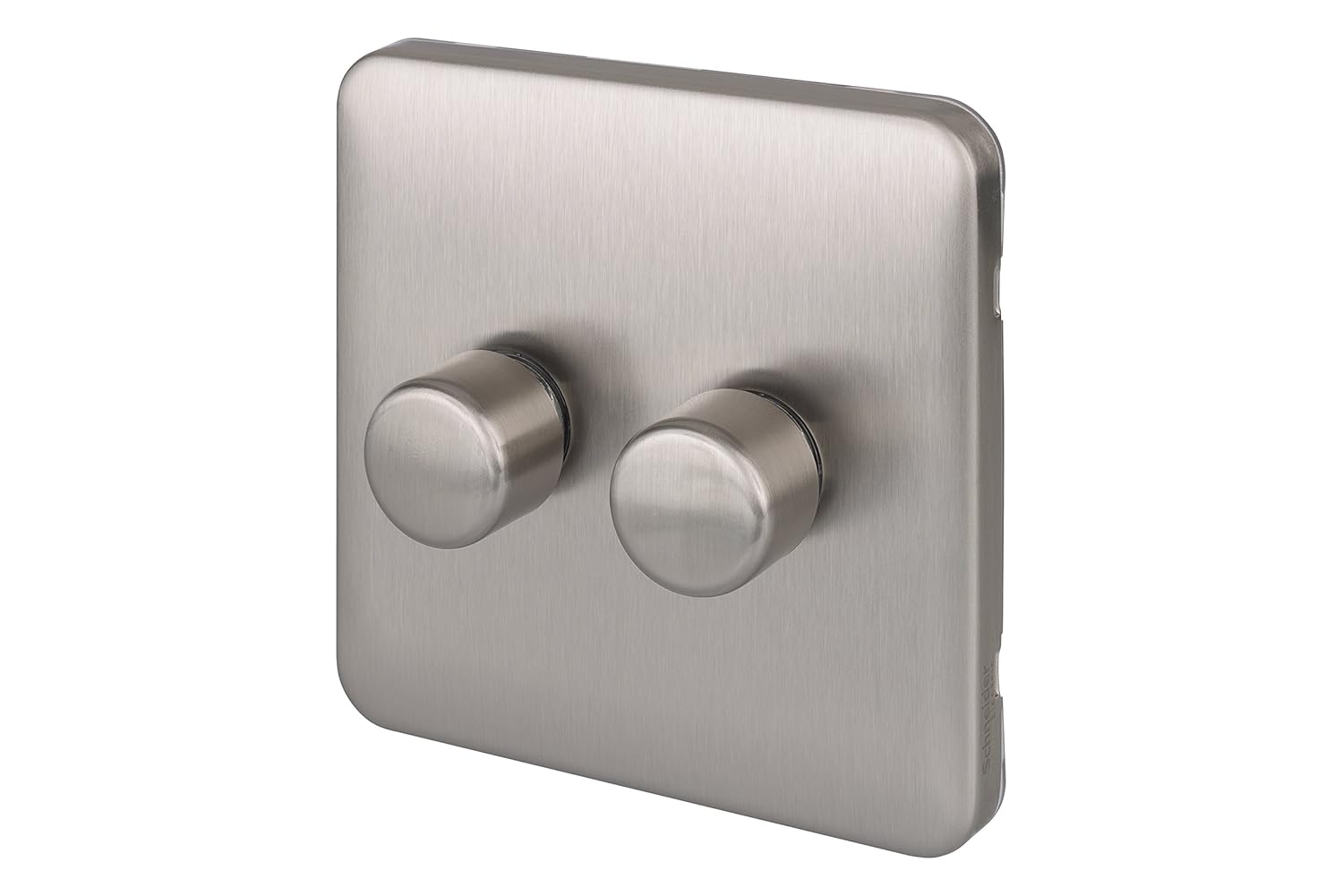Schneider Electric Lisse Screwless Deco - Double Universal 2 Way Dimmer Light Switch, 250 W/VA, GGBL6022CSSS, Stainless Steel - Image 3