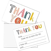 Colorful Kids Thank You Cards, Minimalist Thank You Card For Baby Shower Birthday Party, Kids Birthday Cards Fill In The Blank, 20 Pack Cute Greeting Cards With Envelopes For Boys And Girls, 008