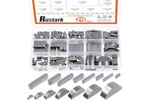Rustark 211Pcs 2 Styles Metric Key Stock & Woodruff Key Assortment Kit Half Moon Semicircle Bond Key Flywheel Key Round Ended