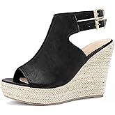 Perphy Espadrilles Slingback Wedges Peep Toe Platform Wedge Heel Sandals for Women