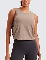 CRZ YOGA Pima Cotton Cropped Tank Tops for Women