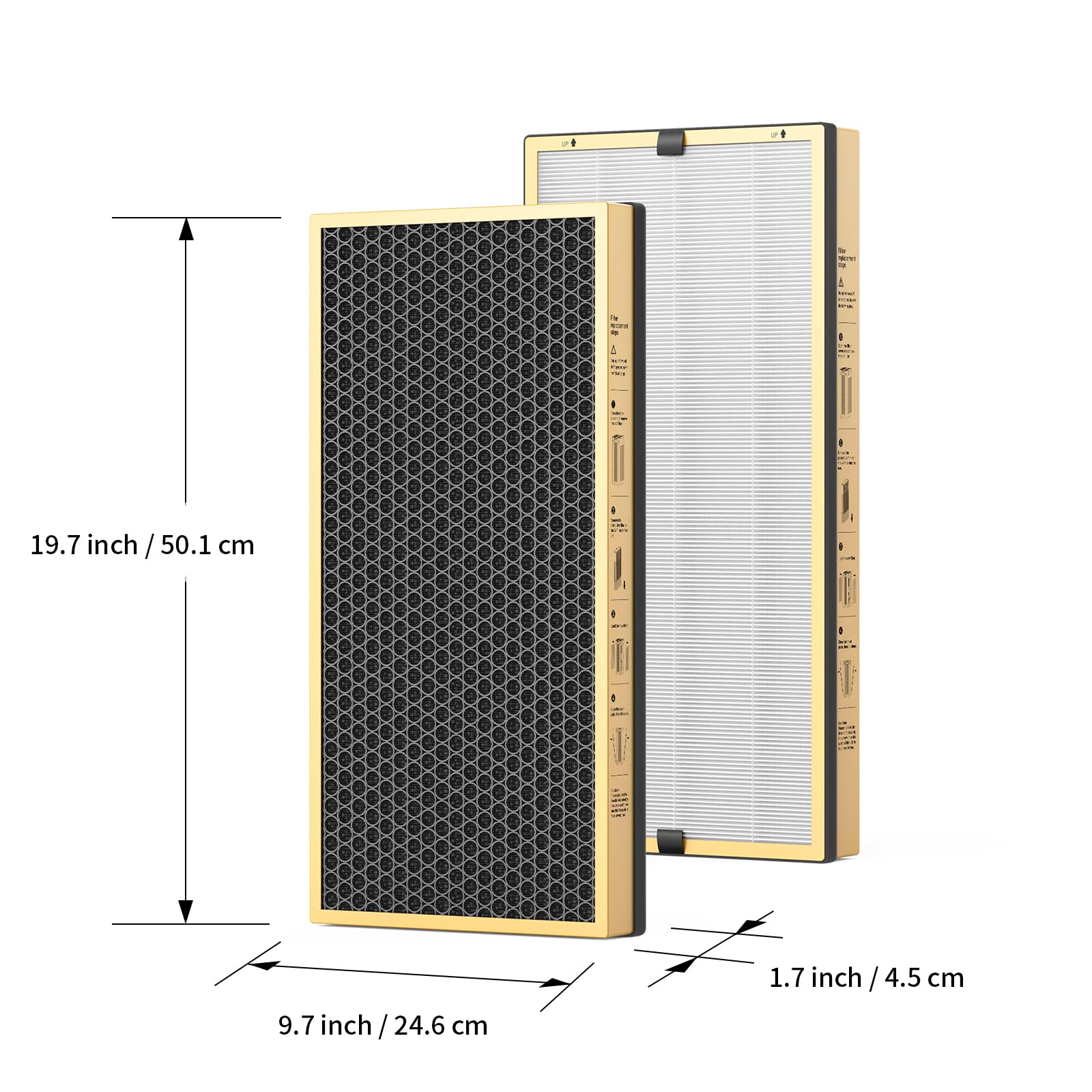 Jafända JF888 Replacement Filter, 2-Pack VOC Filters, with 4.4lb Activated Carbon & Granular SP-Permanganate, Remove Formaldehyde,VOCs,Smoke