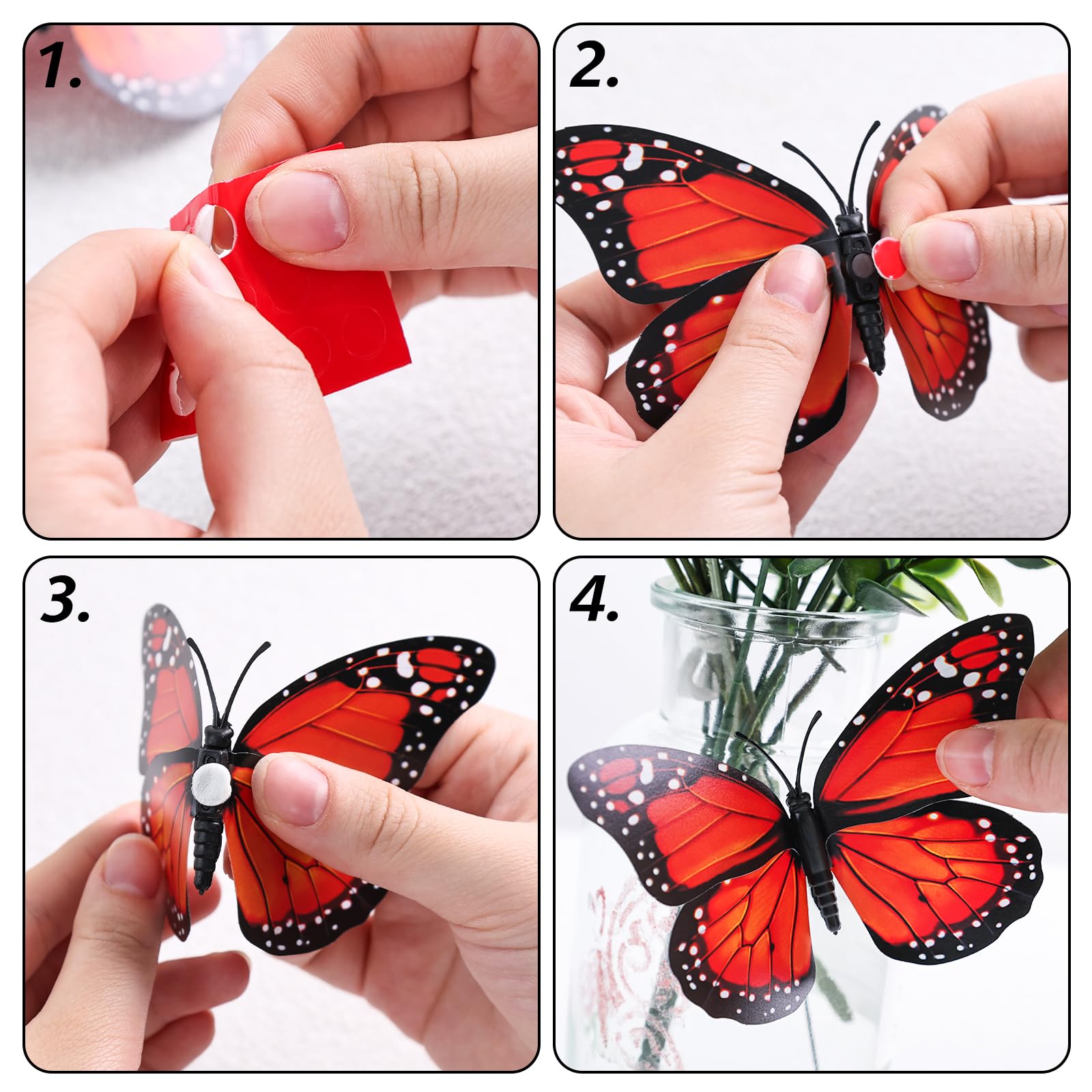 VGOODALL 24PCS Monarch Butterfly Decorations, Orange Butterfly Fake Butterflies for Home Wall Wedding Party Day of The Dead Decorations