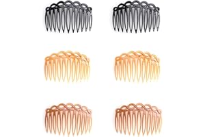 Ruwado French Hair Side Comb 6 Pcs Chic Elegant Plastic Twist Hair Clip Vintage Flexible Cellulose Non Slip Styling Combs for Women Girls Fine Hair Accessories Parties Bridal Wedding Veil Supplies