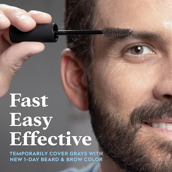 JUST FOR MEN 1-DAY BEARD & BROW COLOR, TEMPORARY COLOR FOR BEARD AND EYEBROWS, FOR A FULLER, WELL-DEFINED LOOK, UP TO 30 APPLICATIONS, DARKEST BROWN/BLACK