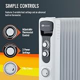 PureMate 2500W Oil Filled Radiator 11 Fin Tall Electric Heater 3 Heat Settings view 3