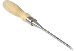 Narex Richter Extra Bevel Edge Chisel with Cryogenic Treated Cr-V Steel Hardened to HRc 62 Ergonomic Ash Handles Stainless Steel Ferrule (1/8 inch)