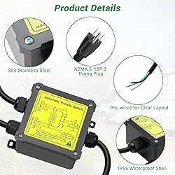KUTTOLE 15 Amp Transfer Switch, Dual Power