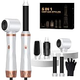 5 in 1 Blow Dryer Brush,Hair Dryer Brush Set,Negative Ionic Blow Dry Brush with Air Curler Wrap Hair Styler, Detachable Hair Tool for Curling, Volumizer,Straightener,Drying