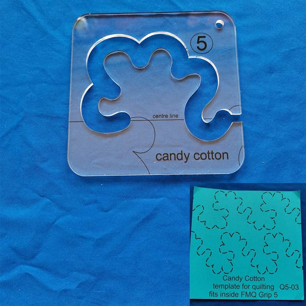 Candy Cotton Template for Quilting Fits Inside FMQ Grip 5