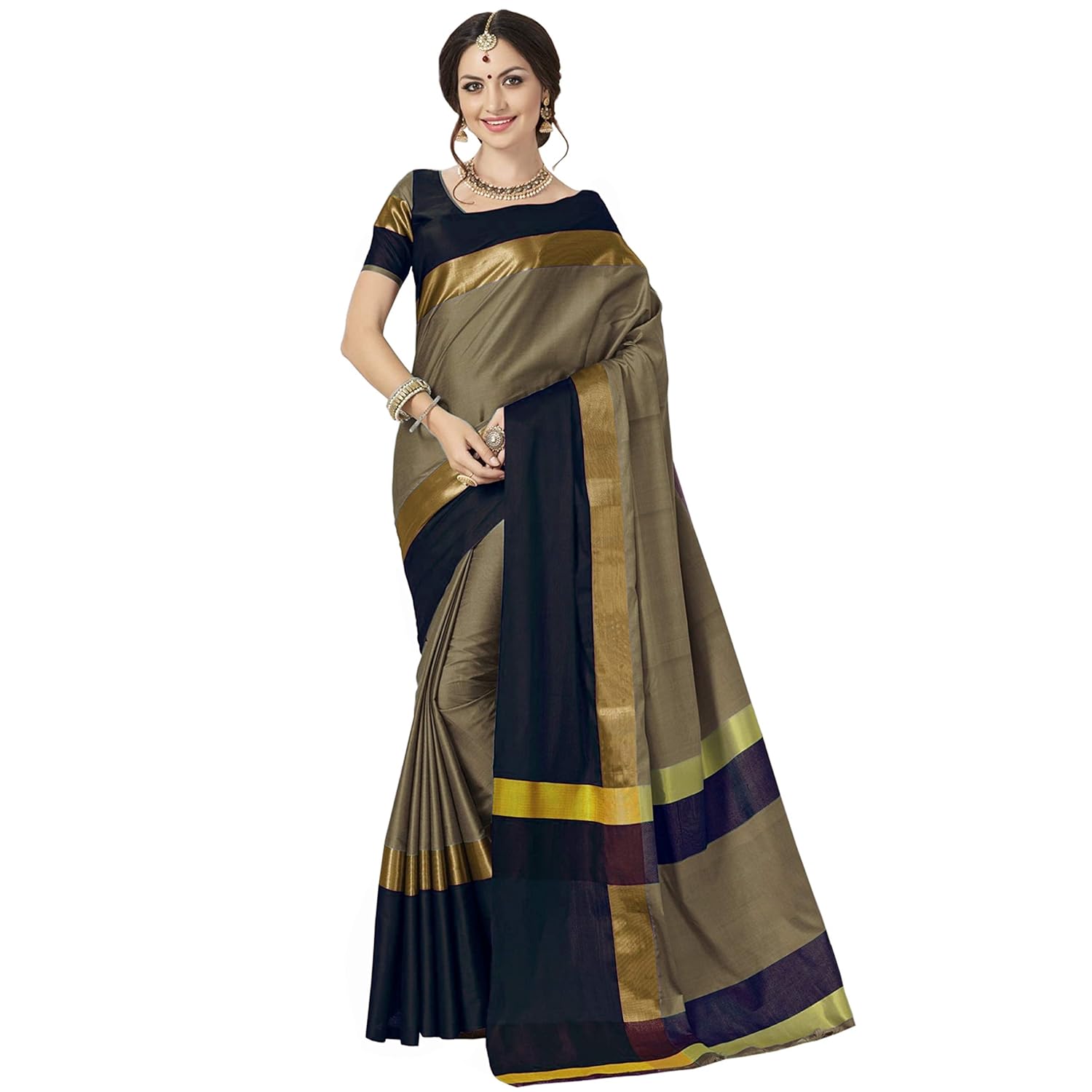 anni designer women's sarees cotton saree with blouse piece (pack of 2)