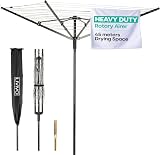 LIVIVO 4 Arm Rotary Washing Line 45M Outdoor Clothes Dryer with Cover