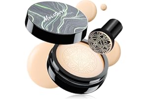 URSOULNEY Mushroom Head Air Cushion CC Cream, Long-Lasting Brightening BB Cream Foundation for Face Makeup and Mature Skin, Moisturizing Full Coverage Self Adjusting Concealer for Even Skin Tone (Ivory)