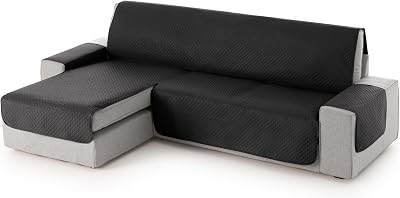 Textilhome Cubre Chaise Longue Adele 240cm Acolchado Izquierdo Negro