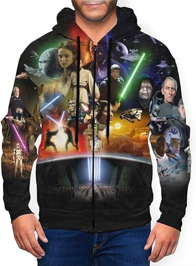 Amazon.com: Star Wars Men's Hoodie 3D Printing Full-Zip Pullover Hoodies Sweatshirt: Clothing