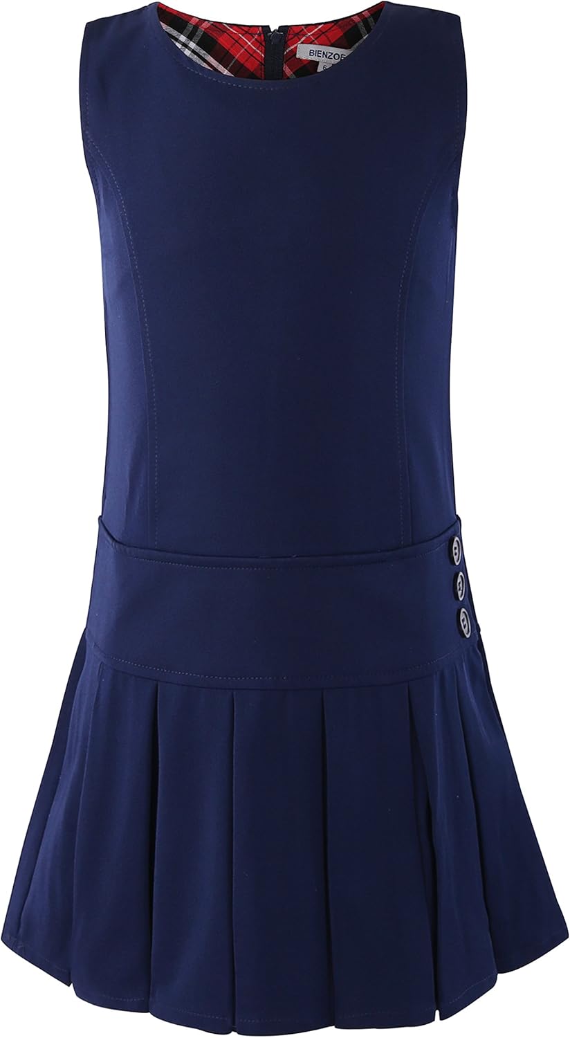 Bienzoe Girl's Stretchy Pleated Durable School Uniforms Jumper: Clothing
