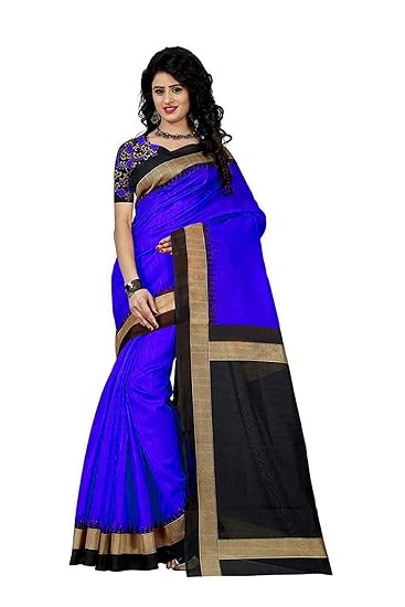 Winza Designer Womens Art Silk Saree With Blouse (LUCKY BLUE_Blue)