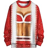 sanatty Unisex Topless Ugly Christmas Sweatshirt Novelty 3D Funny Design Sweater Shirt for Xmas