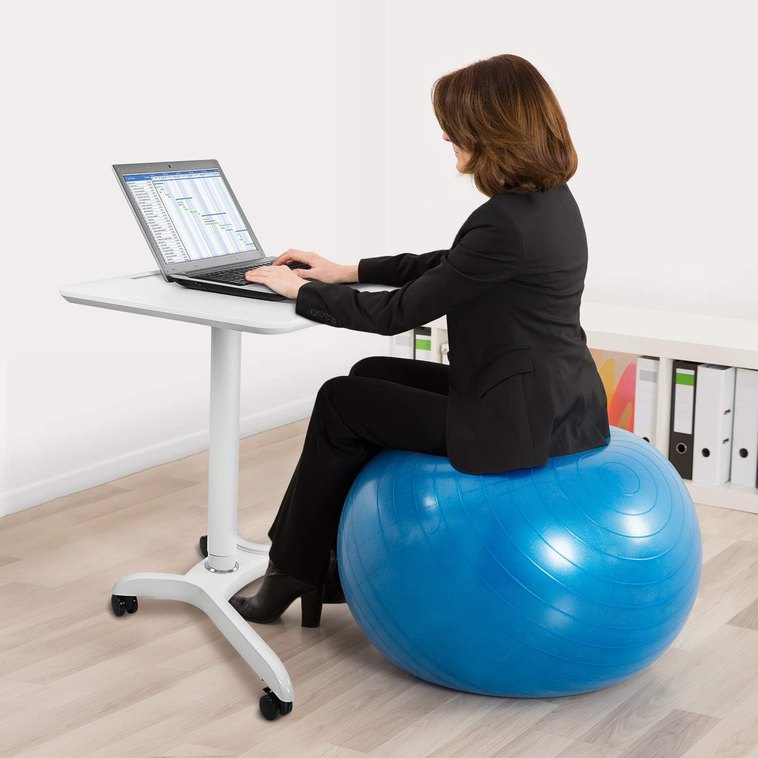 Mount-It! Standing Mobile Laptop Cart, Sit Stand Rolling Desk with Height Adjustable 31.1" x 20.5" Platform, Supports up to 17.6 lbs, White : Office Products
