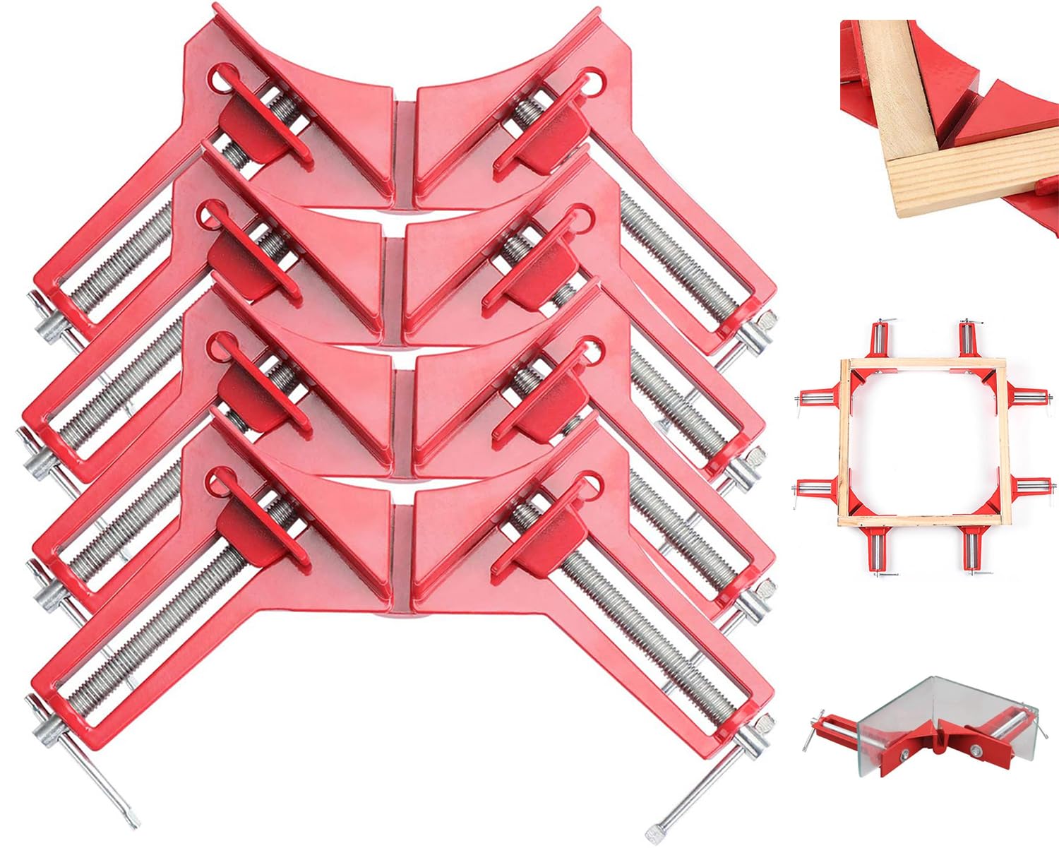 Litensh 4pcs 90 Degree Right Angle Clamps for Woodwork, Clamp for Corners DIY Hand Tools Picture Frame Corner Clamps Adjustable Wood Vice Miter Clamp for Picture Photo Frame Glass