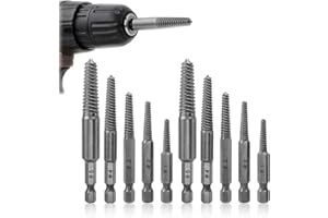 Jiavlyx 10 pcs Screw Extractor Set, Broken Bolt Extractor Kit, with 1/4" Hex Shank, Damaged and Stripped Screws Remover, for 