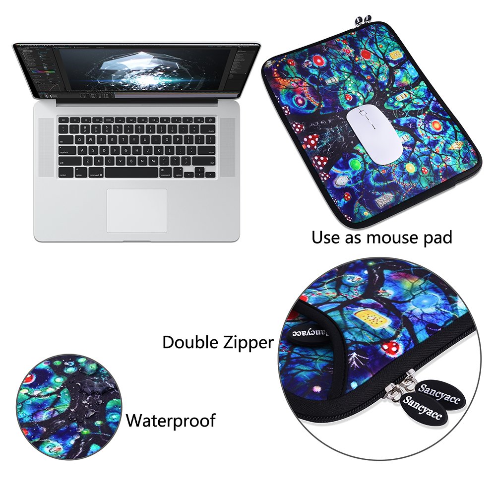 Sancyacc Laptop Sleeve, Water-Resistant Sleeve Bag Cover 13-13.3 Inch, Neoprene Laptop Bag Case, Full Protective Carrying Notebook Pocket for MacBook Air/Pro (Lifetree)