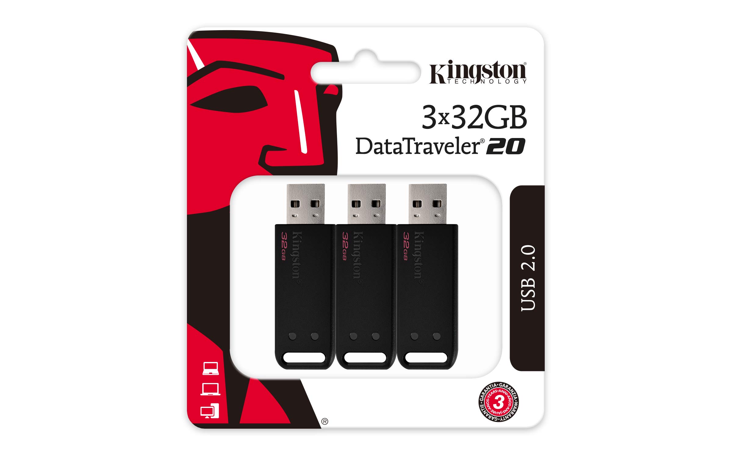 Kingston DataTraveler 20 (DT20/32 GB-3P) USB Flash drive 2.0 - Black