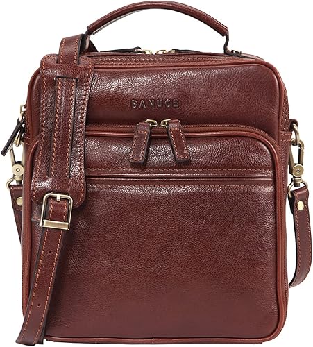 Amazon Co Jp Banuce バンニュス メッセンジャーバッグ メンズ ショルダーバッグ 斜めがけバッグ 肩掛け ビジネスバッグ 手提げ バッグ 小さい 縦型 軽便 2曽 本革 イタリア 革 Ipadの収納 学生 シューズ バッグ