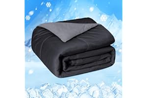 HOMFINE Cooling Comforter Japanese Double-Sided Cold Tech Fabric Cooling Blanket for Night Sweats Hot Sleepers, Q-Max 0.45 Soft Breathable Silky Smooth Lightweight Black Summer Comforter Queen