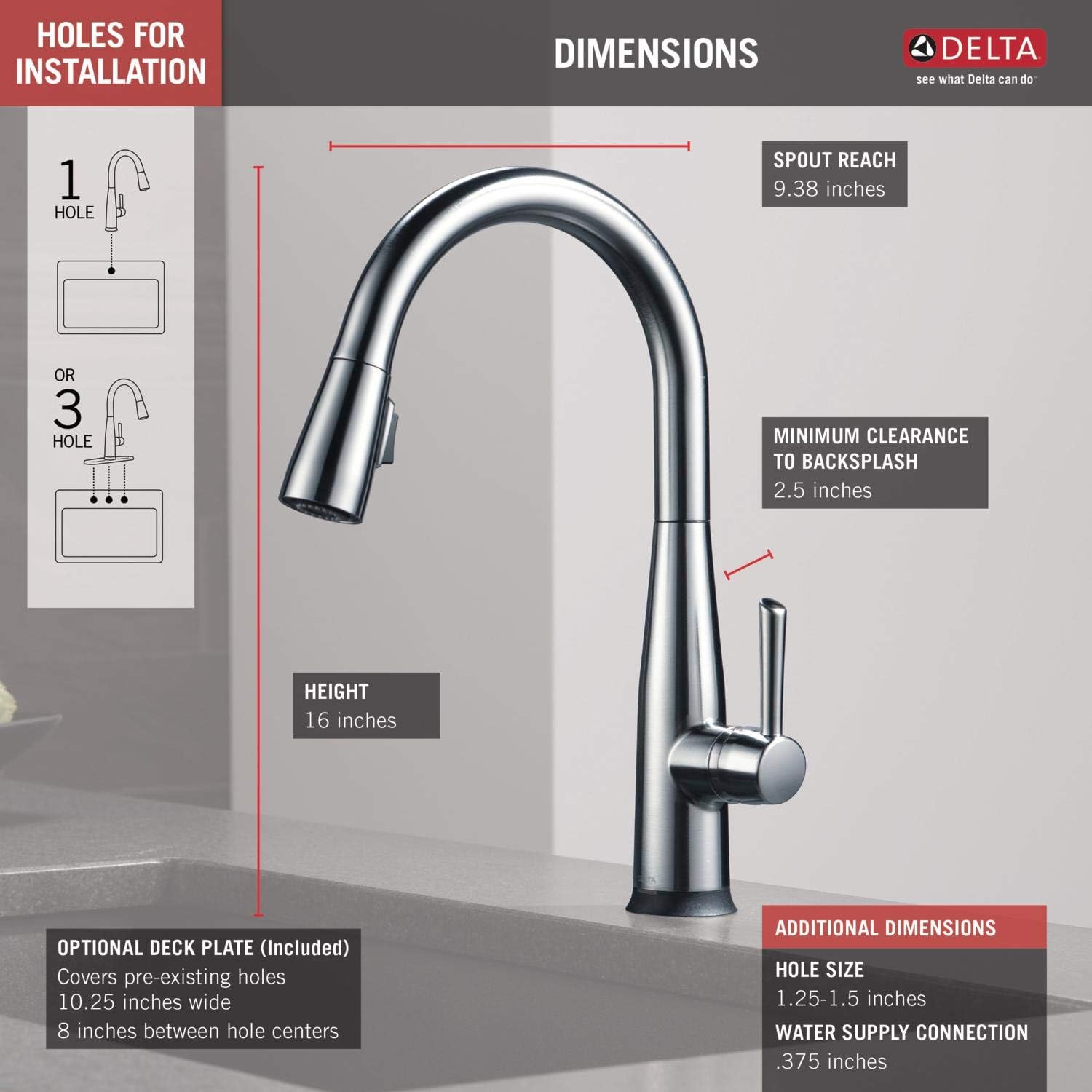 Delta Faucet Essa Single-Handle Touch Kitchen Sink Faucet with Pull Down Sprayer, Touch2O Technology and Magnetic Docking Spray Head, Arctic Stainless 9113T-AR-DST - - 
