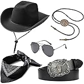 RIOSO Cowboy Outfit for Men Western Outfits Accessories Cowboy Costume Halloween Cosplay Black