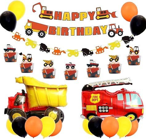 Amazon 男の子車パーティー 誕生日 建設車 ショベルカー 消防車 Car カップケーキトッパー バナー ガーランド バルーン オレンジ イエロー ブラック 個 風船 バルーン おもちゃ Amazon 男の子車パーティー 誕生日 建設車 ショベルカー 消防車 Car カップケーキトッパー バナー ガーランド バルーン オレンジ イエロー ブラック 個 風船 バルーン おもちゃ