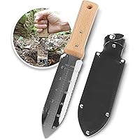 NISAKU NJP650 The Original Hori Hori Namibagata Japanese Stainless Steel Weeding Knife, 7.25-Inch Blade