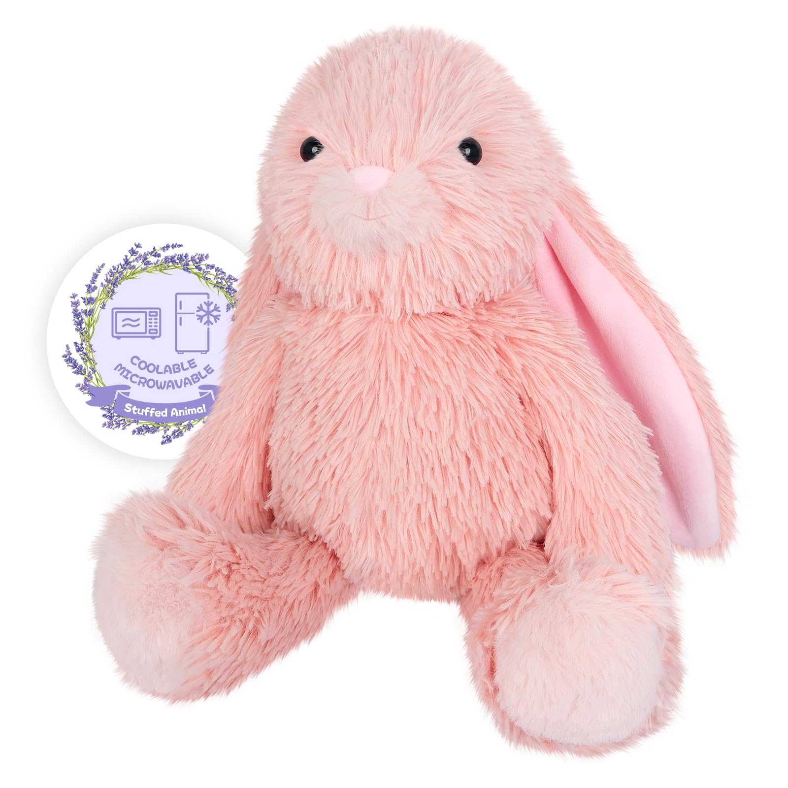 Photo 1 of SuzziPals Heatable & Coolable Pink Bunny Stuffed Animal Heating Pad for Soothing & Relaxation, Lavender Pink Bunny Plush for Discomfort, Rabbit Stuffed Animals for Kids, Bunny Plushies Gifts