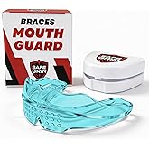 SafeGrin Blue Mouth Guard for Braces for Sports - Premium Silicone Teens & Youth Upper & Lower Teeth Protection for Sports - Football, Lacrosse, Hockey, Baseball