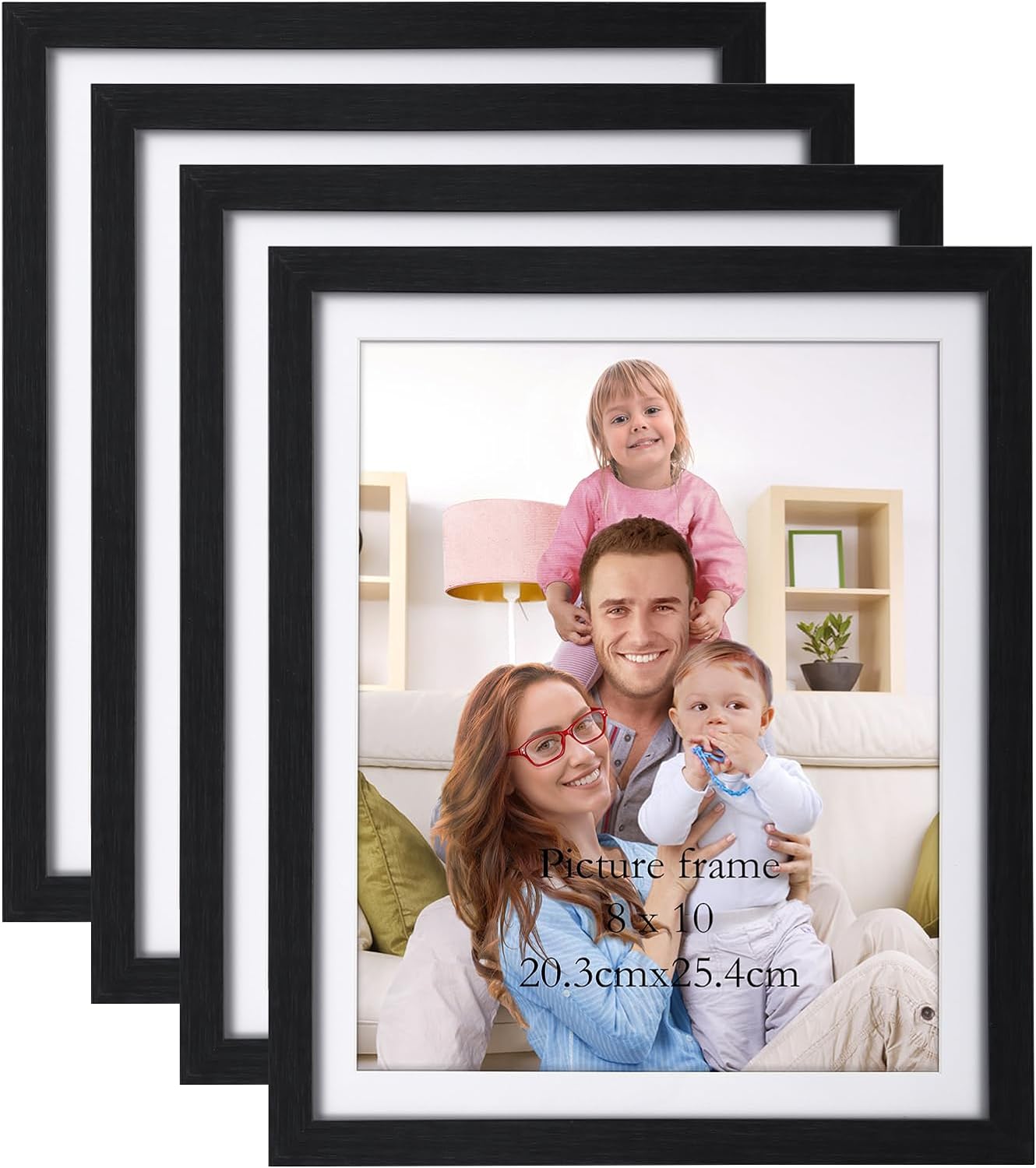 Photo Albums, Frames & Accessories - Giftgarden 8x10 Picture Frame Black with Mat, 9x11 Frames Matted to 8 x 10’ Photos for Wall or Tabletop Decor, Set of 4