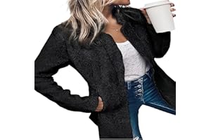 Women's Solid Color Pocket Long Sleeve Open Front Coat Casual Business Work Twill Blazer Jacket for Women, Slim Fit