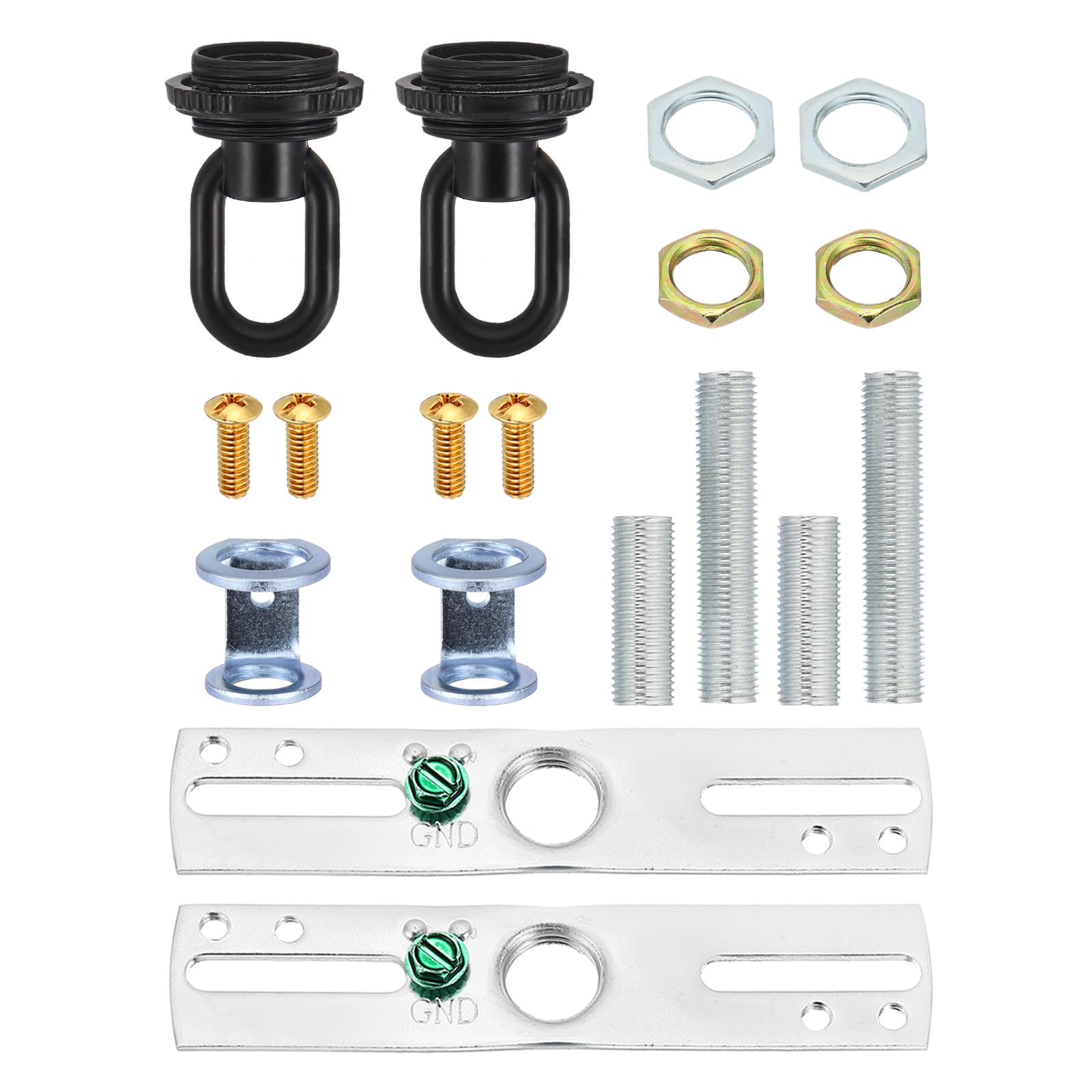 PATIKIL 4" Universal Light Fixture Cross Bar Kit, 2set 1/4 IP Center Ceiling Light Plate Mounting Bracket Canopy Hardware Repair Set with Loop, Black